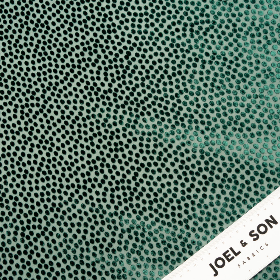 Dark Bottle Green Spotted Devoré Velvet