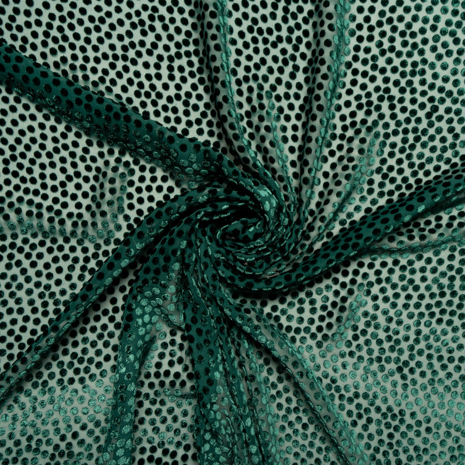Dark Bottle Green Spotted Devoré Velvet