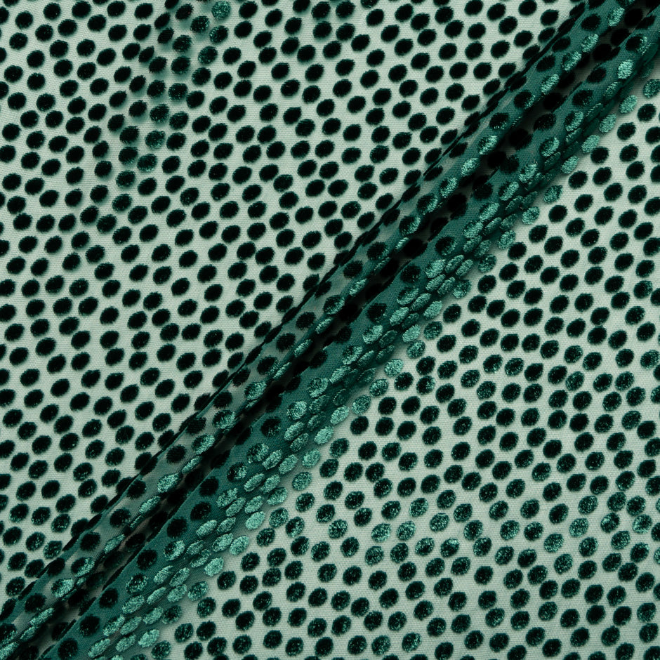 Dark Bottle Green Spotted Devoré Velvet