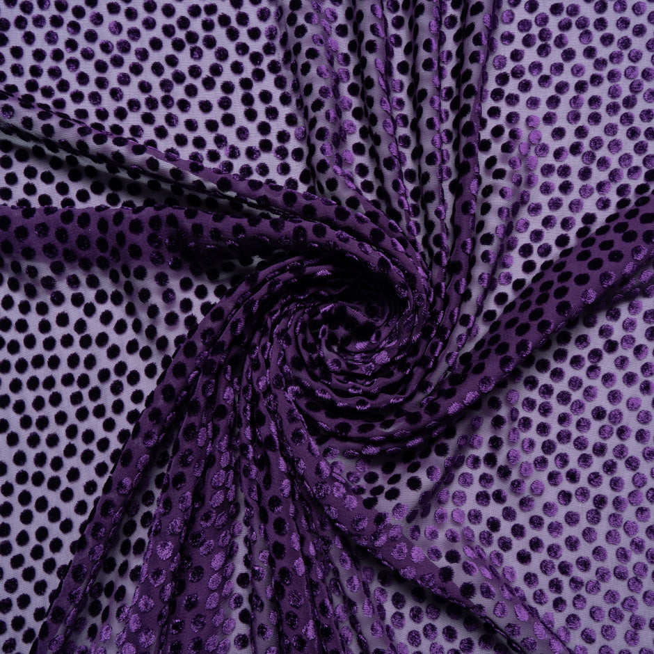 Dark Purple Spotted Devoré Velvet