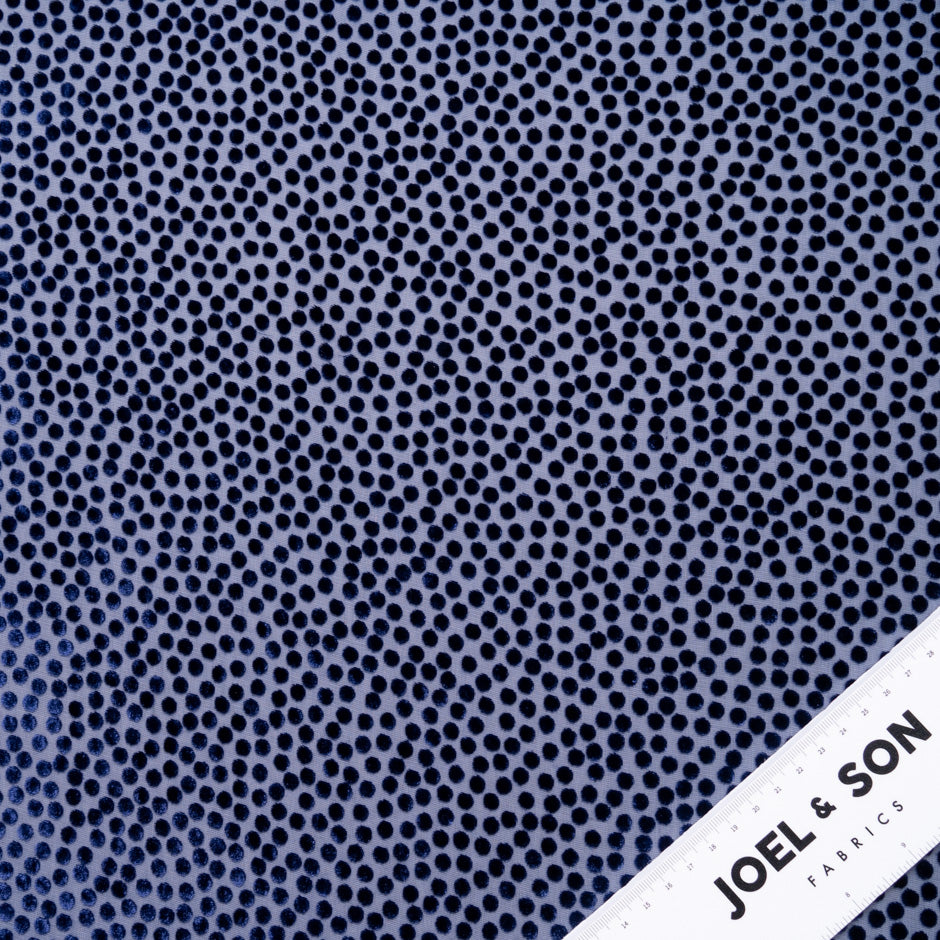 Midnight Blue Spotted Devoré Velvet