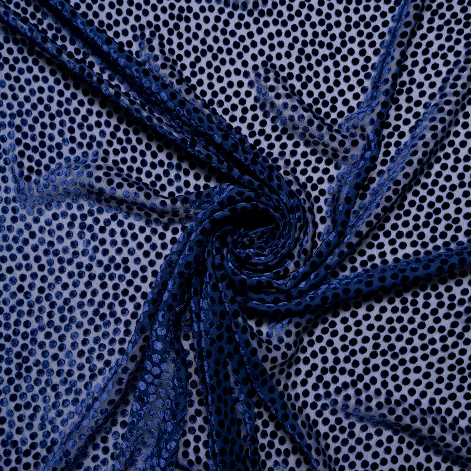 Midnight Blue Spotted Devoré Velvet