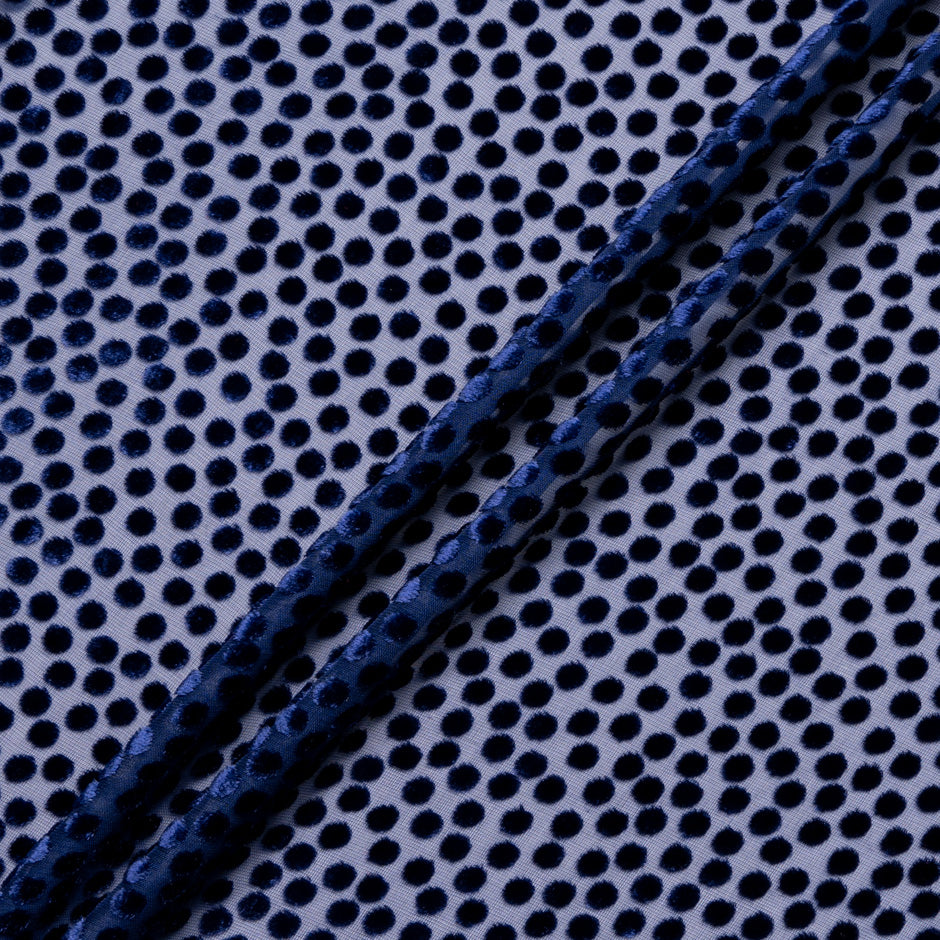 Midnight Blue Spotted Devoré Velvet