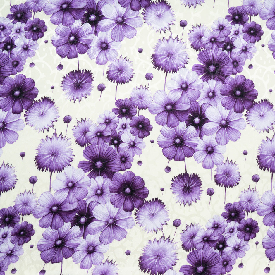 Purple Floral Printed Vanilla Silk Jacquard