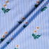 Daisy Embroidered White Striped Blue Cotton