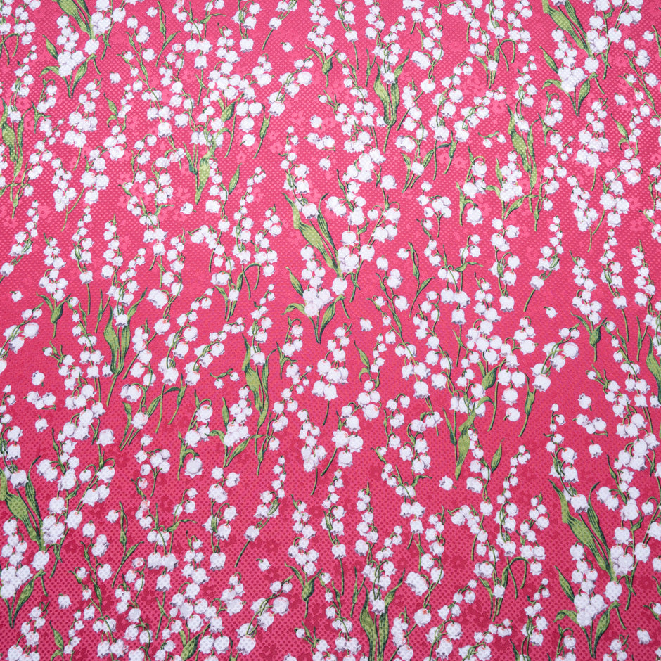 Lily of the Valley Floral Printed Cherry Silk Jacquard