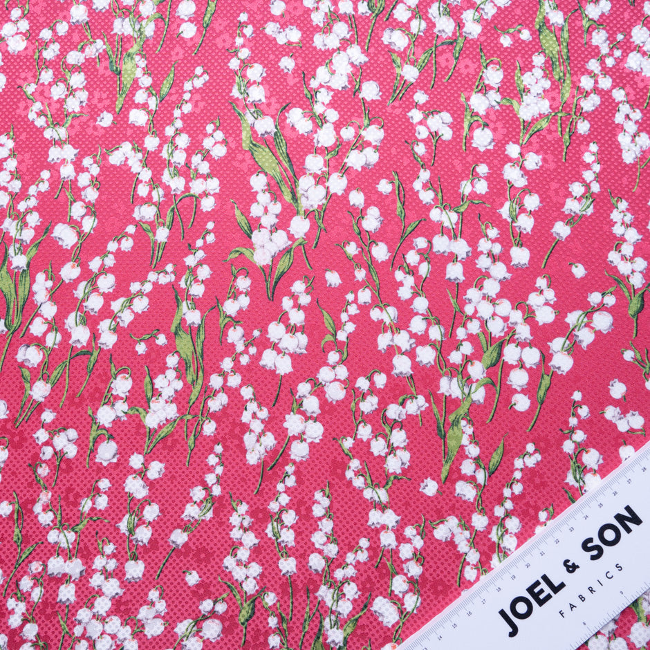 Lily of the Valley Floral Printed Cherry Silk Jacquard