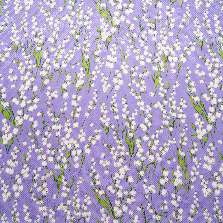 Lily of the Valley Printed Purple Silk Jacquard