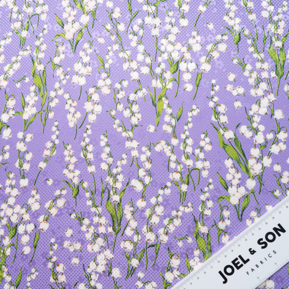 Lily of the Valley Printed Purple Silk Jacquard