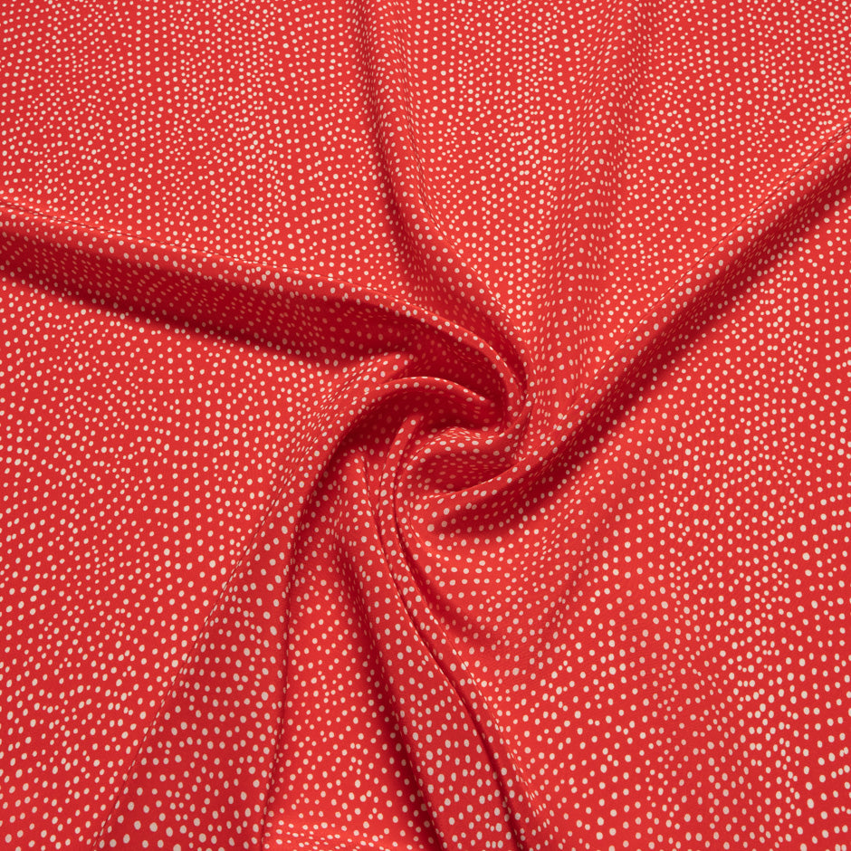 Bright Red Spotted Silk Crêpe de Chine