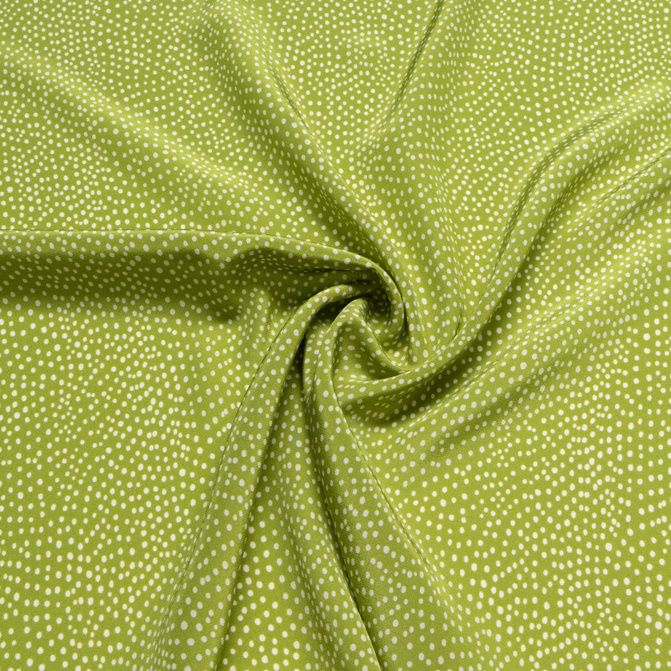 Pea Green Spotted Silk Crêpe de Chine