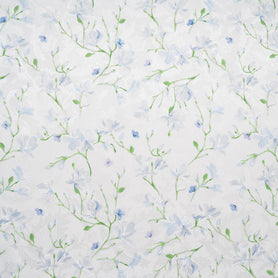 Blue Floral Vision Printed White Silk Jacquard
