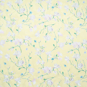 Floral Vision Printed Yellow Silk Jacquard