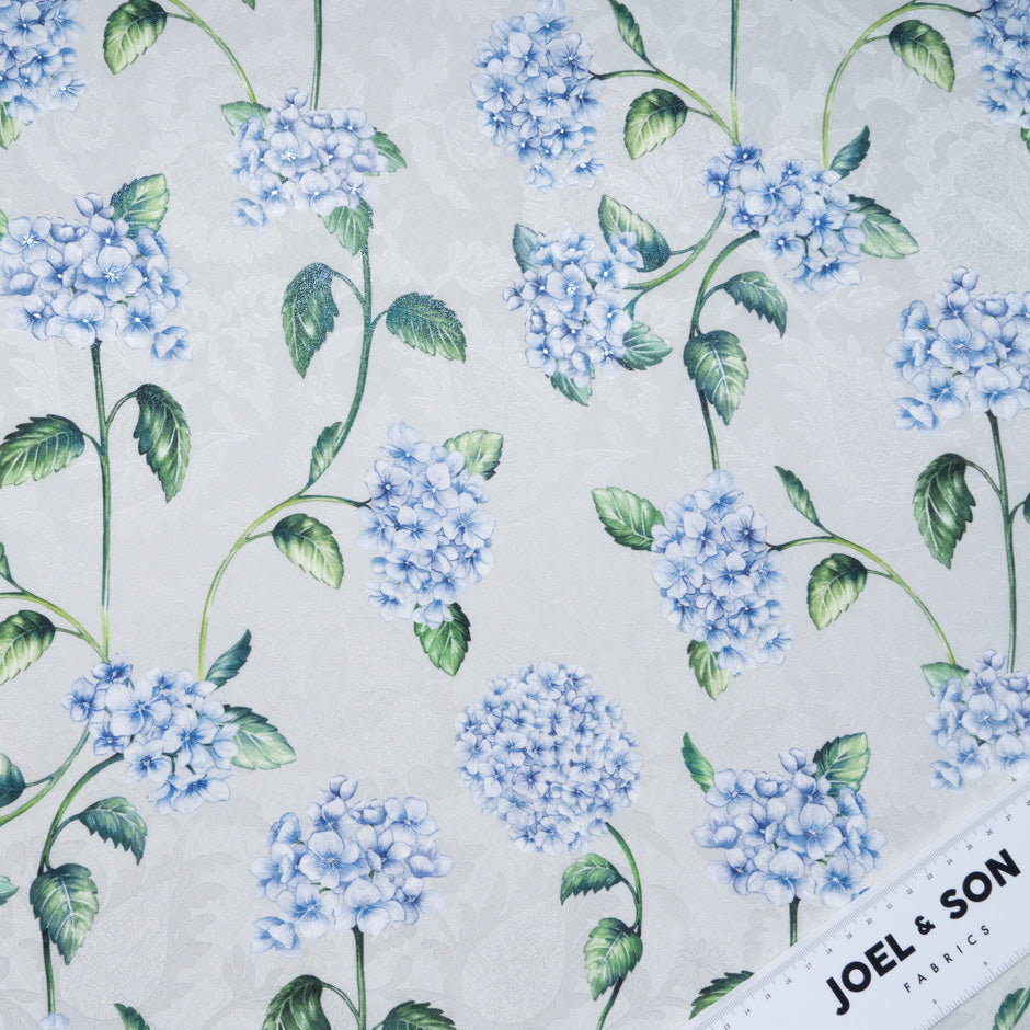Blue Floral Printed Grey Vision Printed Silk Jacquard