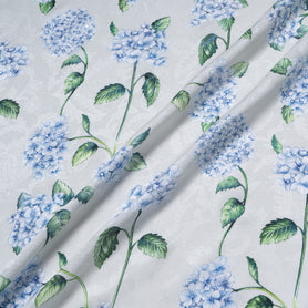 Blue Floral Printed Grey Vision Printed Silk Jacquard