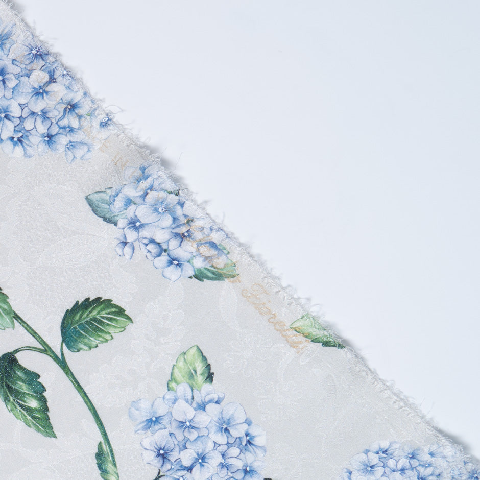 Blue Floral Printed Grey Vision Printed Silk Jacquard