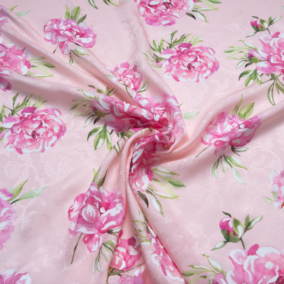 Pink Floral Printed Pink Vision Printed Silk Jacquard