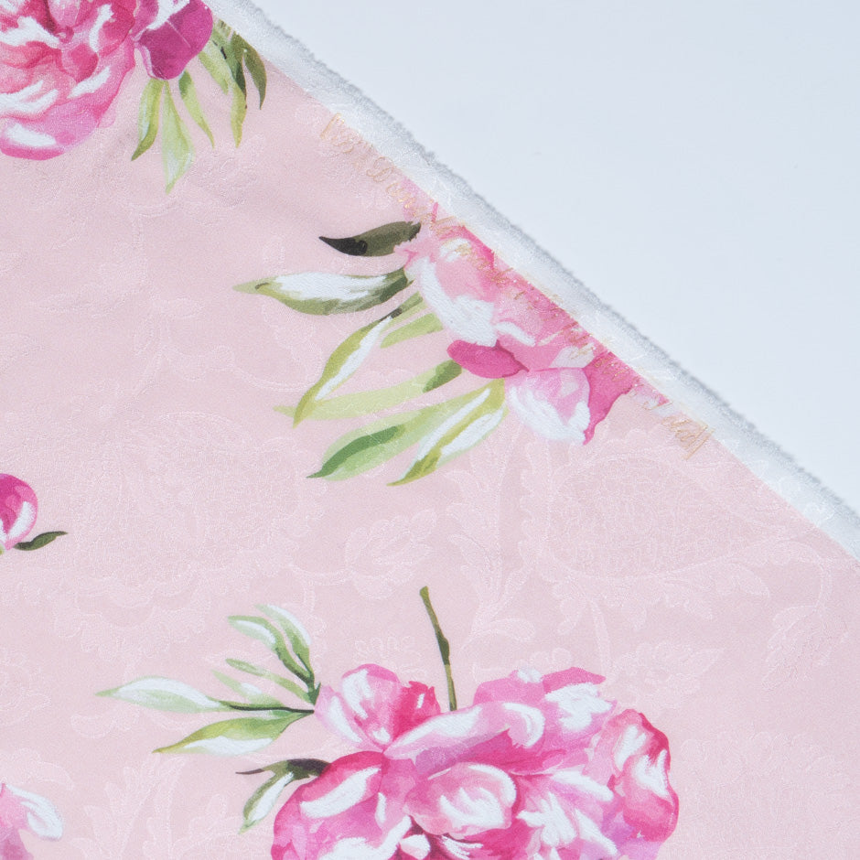 Pink Floral Printed Pink Vision Printed Silk Jacquard
