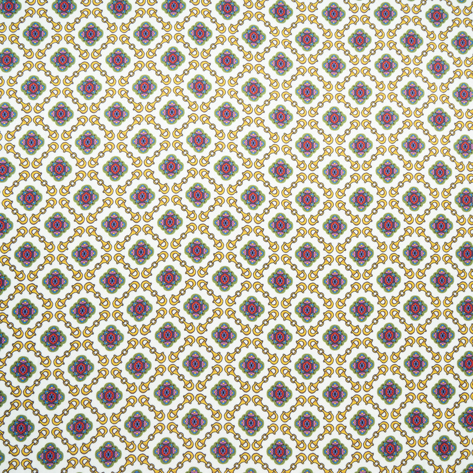 Geometric Printed Ivory Pure Silk Twill