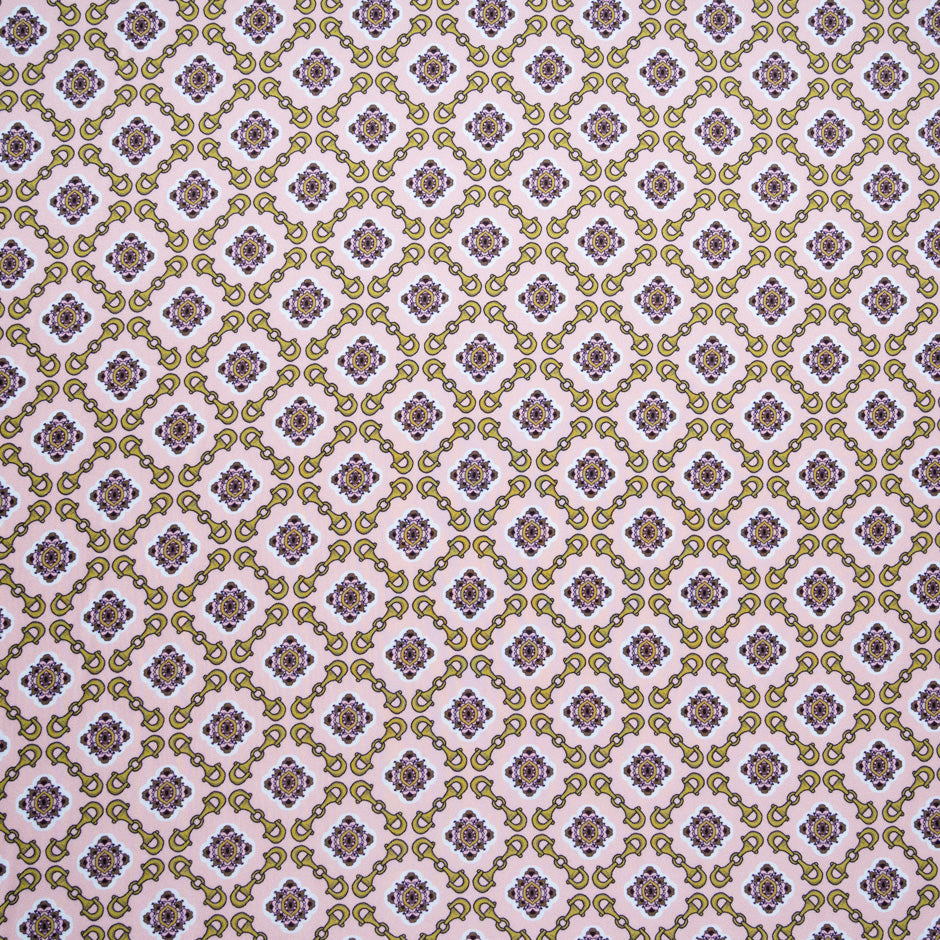 Geometric Printed Pink Pure Silk Twill