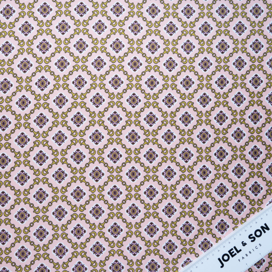 Geometric Printed Pink Pure Silk Twill