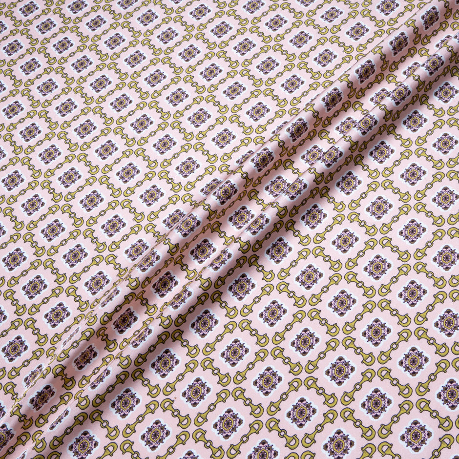 Geometric Printed Pink Pure Silk Twill