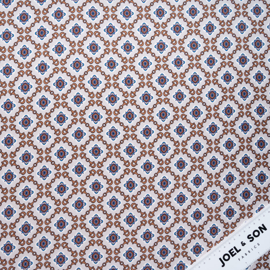 Geometric Printed Grey Pure Silk Twill