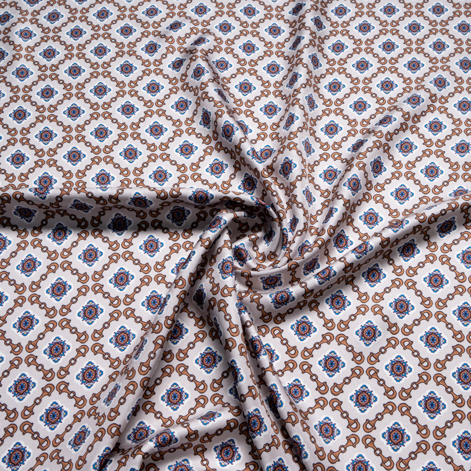 Geometric Printed Grey Pure Silk Twill