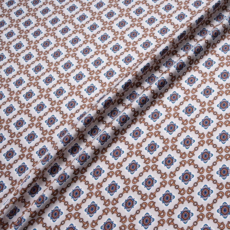 Geometric Printed Grey Pure Silk Twill