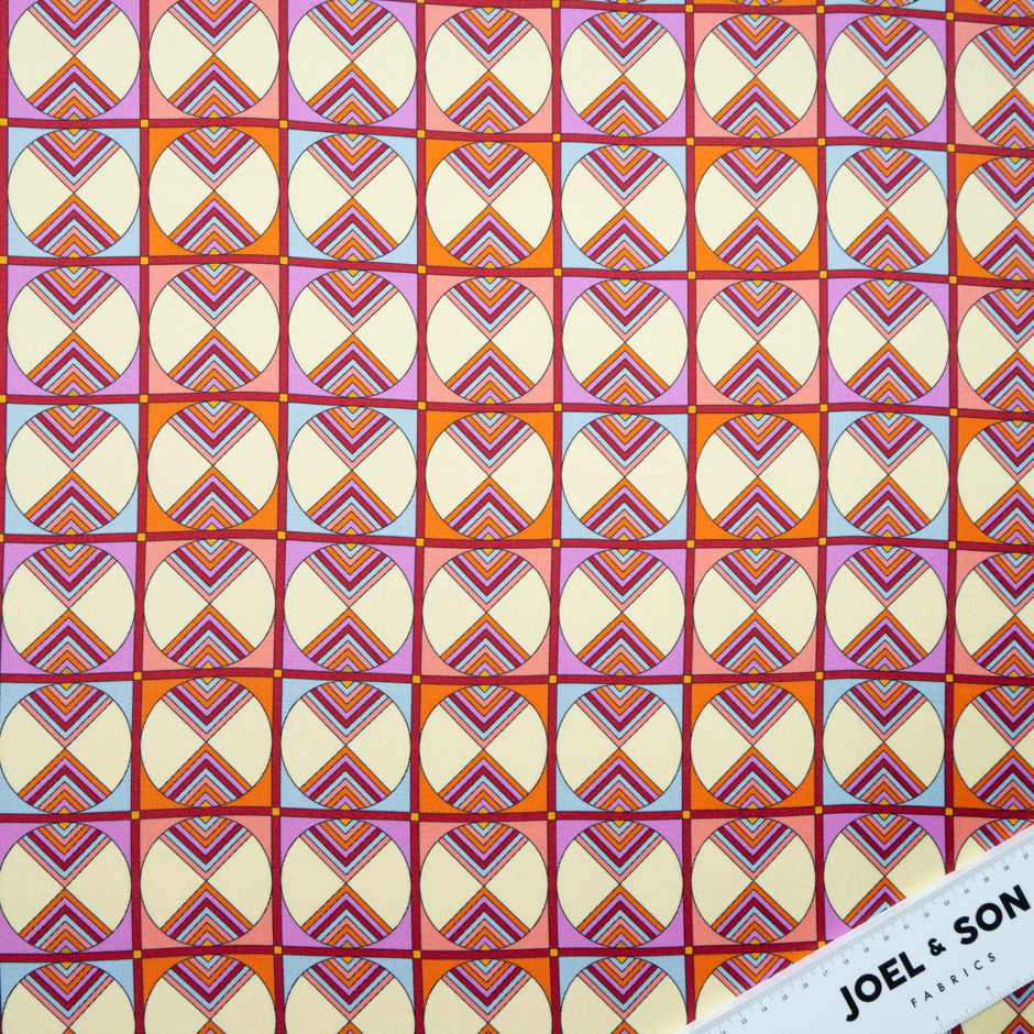 Vibrant Geometric Printed Silk Twill
