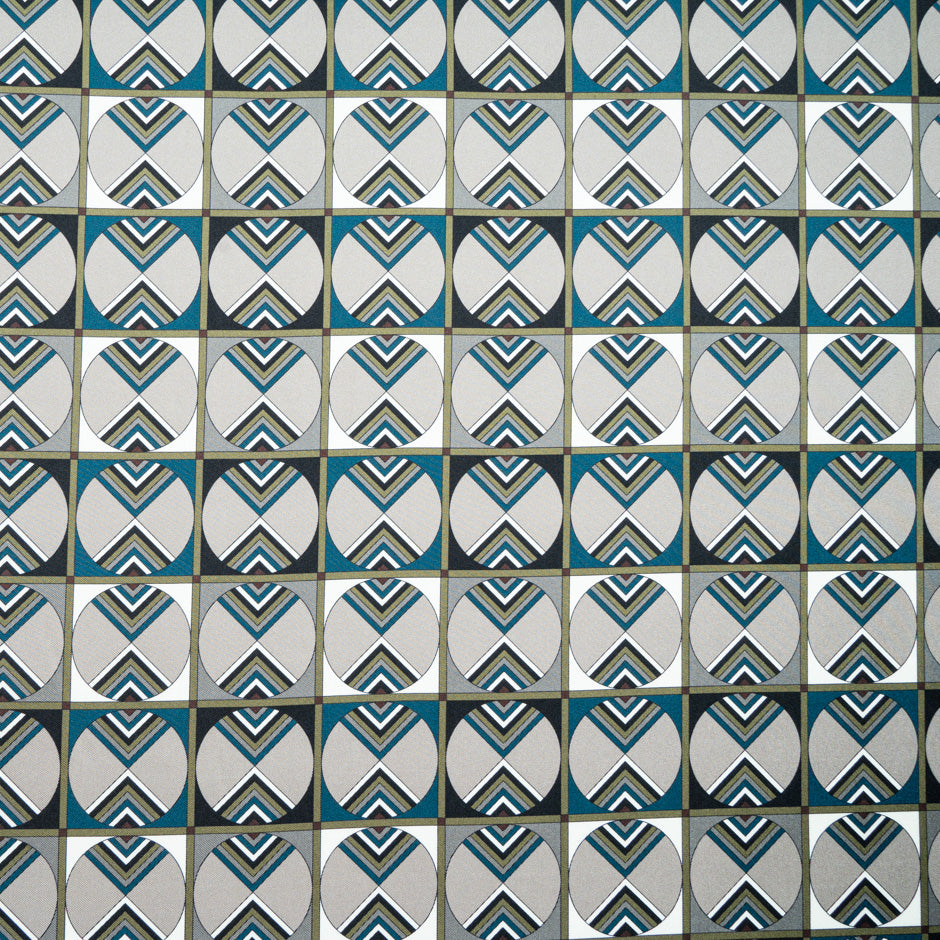 Taupe Geometric Printed Silk Twill