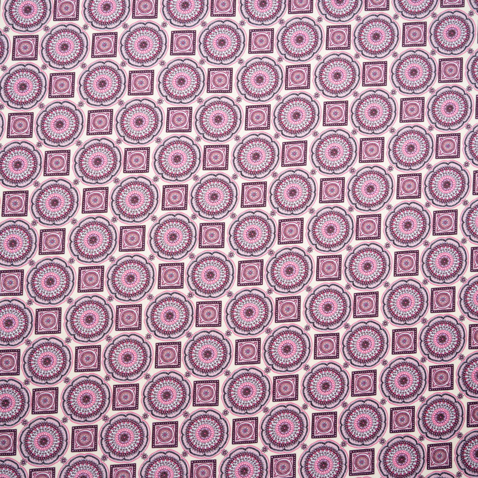 Pink Geometric Printed Silk Twill