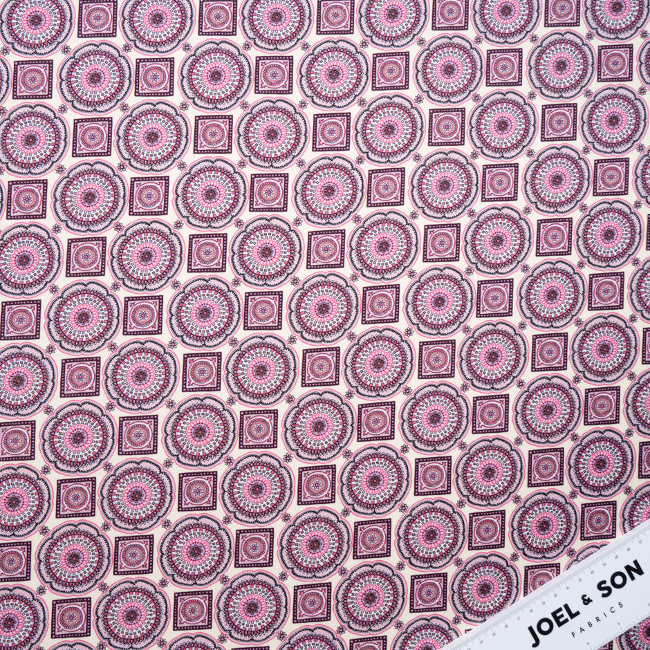 Pink Geometric Printed Silk Twill