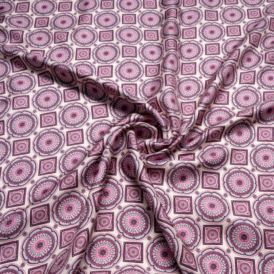 Pink Geometric Printed Silk Twill