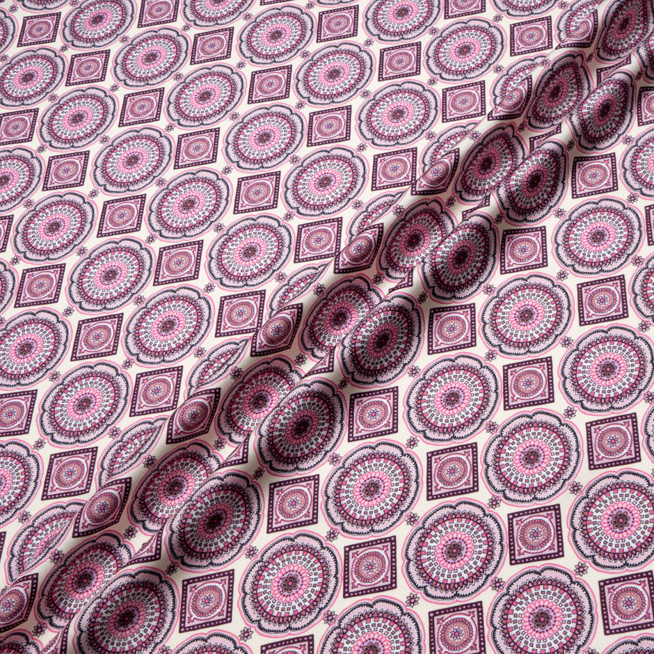 Pink Geometric Printed Silk Twill