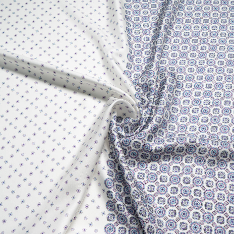 Lilac & Blue Double Printed Silk Twill