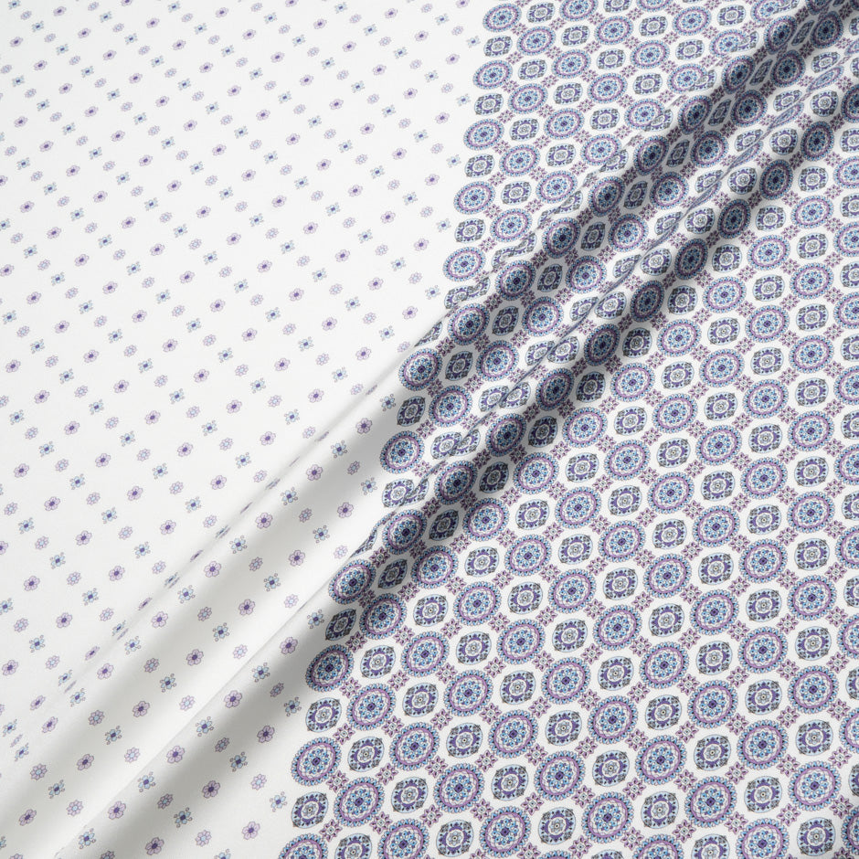 Lilac & Blue Double Printed Silk Twill