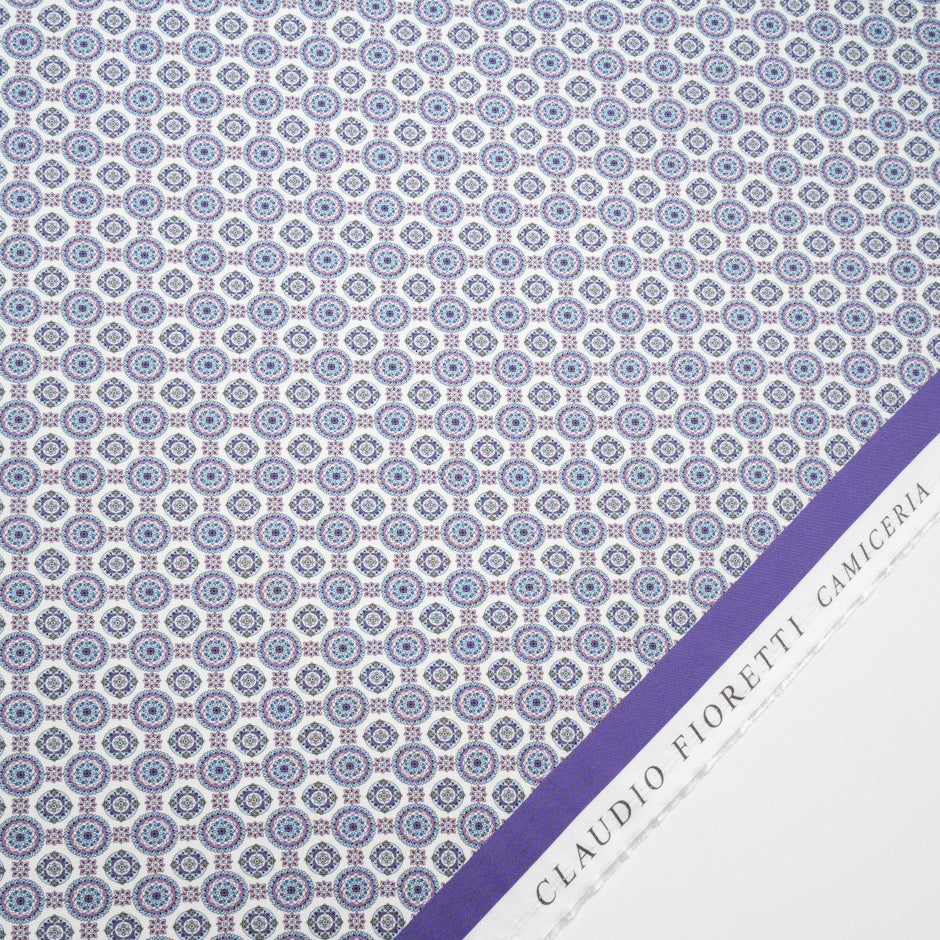 Lilac & Blue Double Printed Silk Twill