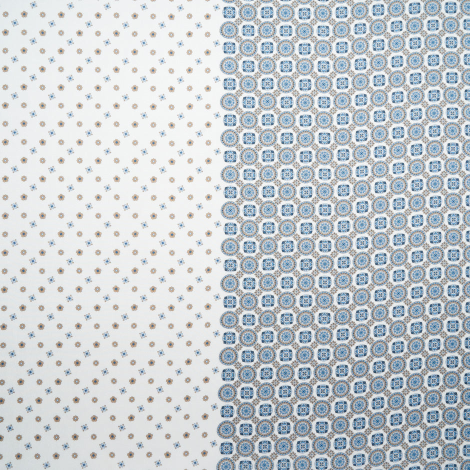 Khaki & Blue Double Printed Silk Twill
