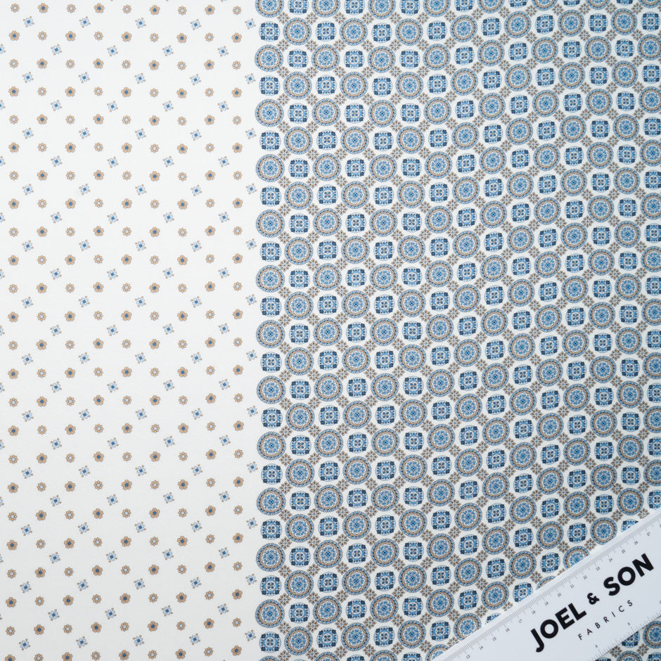 Khaki & Blue Double Printed Silk Twill