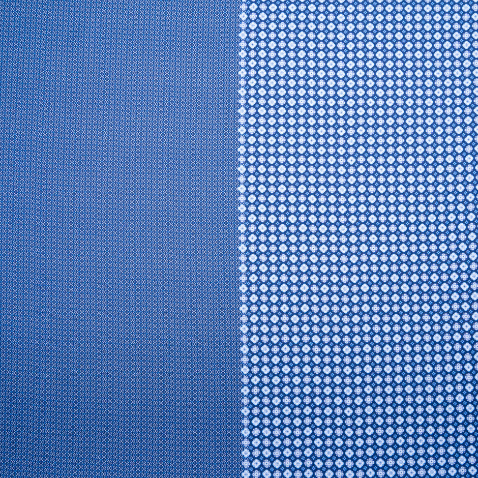 Blue Double Printed Silk Twill