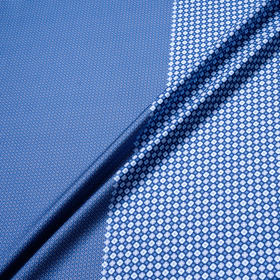 Blue Double Printed Silk Twill