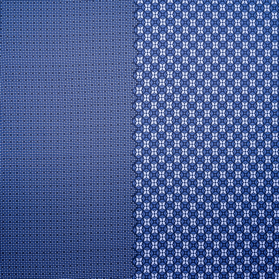 Two-Tone Blue Double Printed Silk Twill