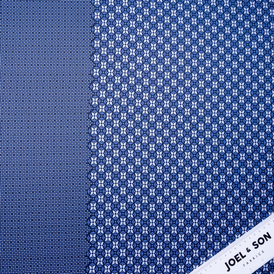 Two-Tone Blue Double Printed Silk Twill