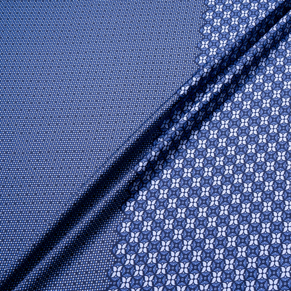 Two-Tone Blue Double Printed Silk Twill