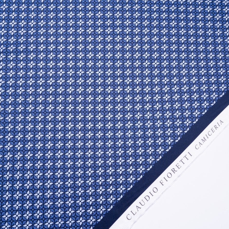 Two-Tone Blue Double Printed Silk Twill
