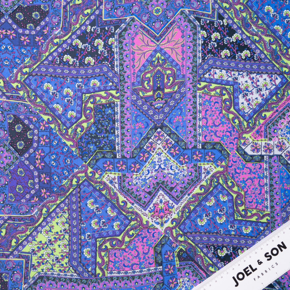 Purple & Pink Patchwork Printed Pure Silk Twill
