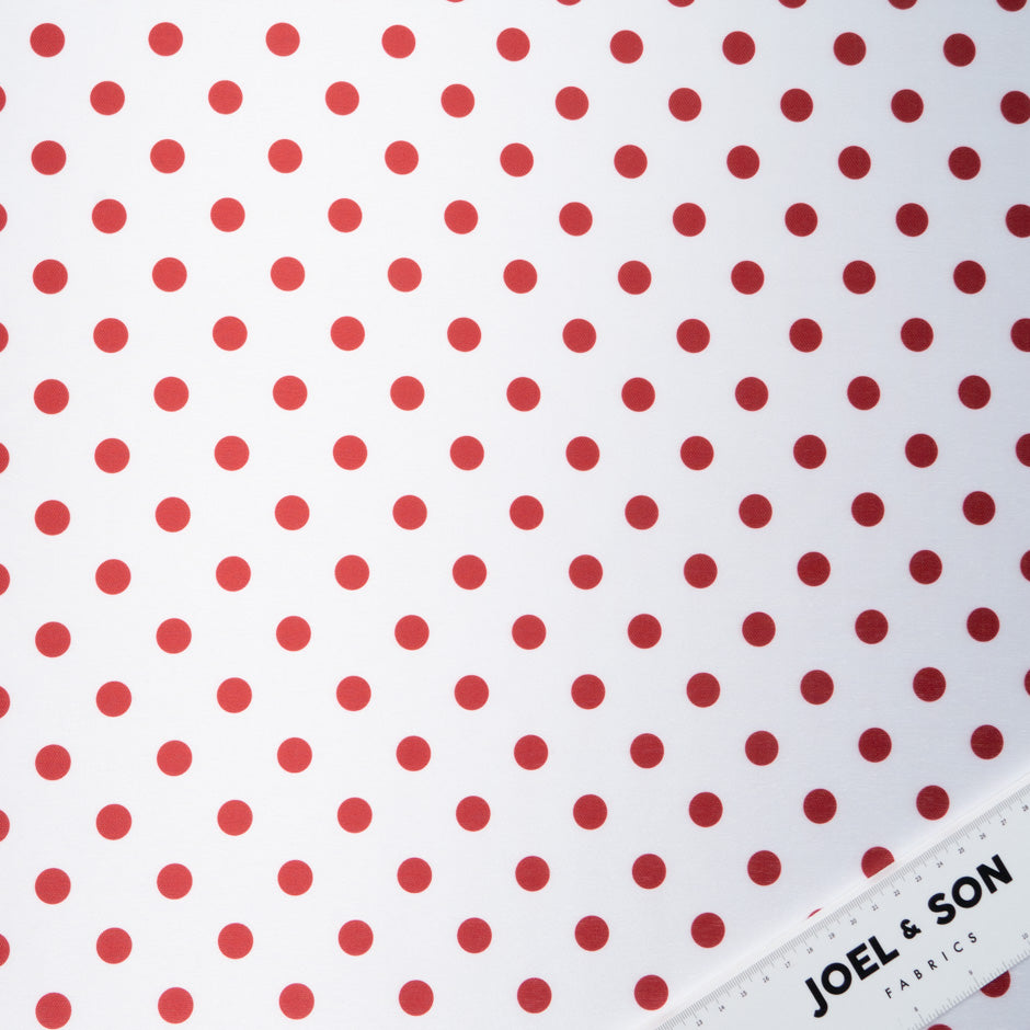 Red Spotted White Silk Blend Mikado