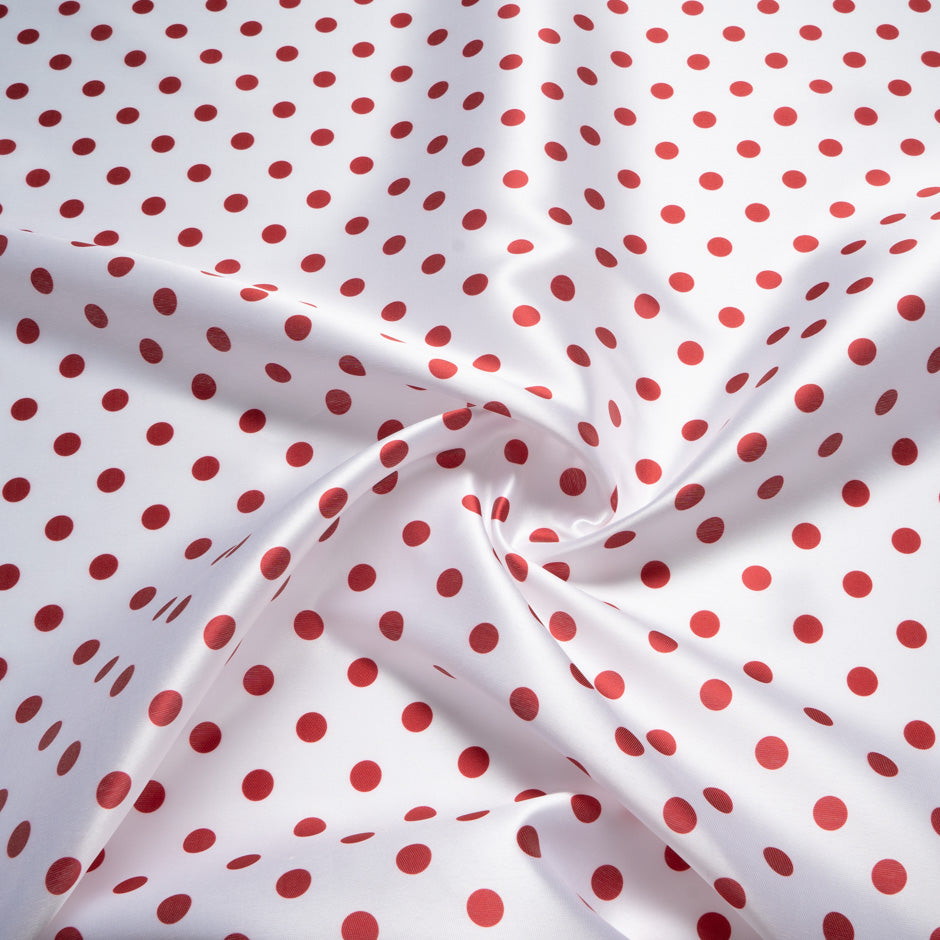 Red Spotted White Silk Blend Mikado