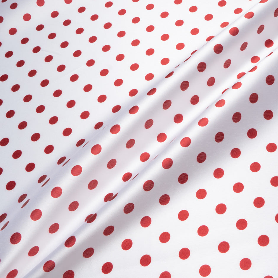 Red Spotted White Silk Blend Mikado